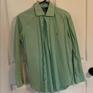 Green Gingham Spread Collar Dress shirt